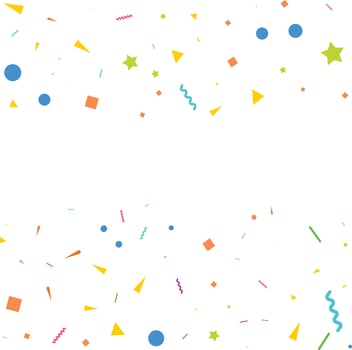 Colorful Confetti. Vector Festive Illustration of Falling Shiny Confetti Isolated on Transparent White Background. Holiday Decorative Tinsel Element for Design