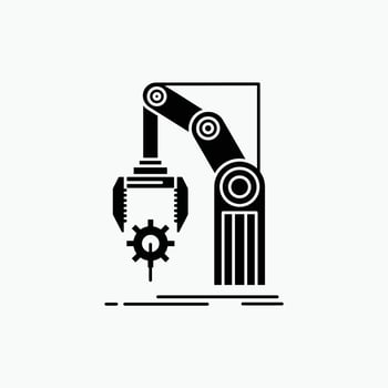 Automation. factory. hand. mechanism. package Glyph Icon. Vector isolated illustration