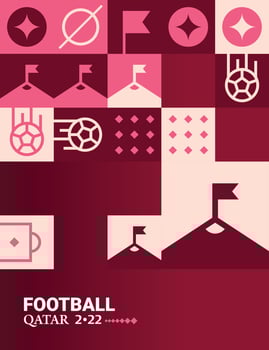 Geometric Poster Football Doha Qatar 2022 Creative. Soccer Web Flyer Template Background vector