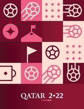 Geometric Poster Football Doha Qatar 2022 Creative. Soccer Web Flyer Template Background vector