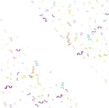 Vector abstract White Background with many falling tiny colorful confetti pieces and ribbon. Carnival. Christmas or New Year decoration colorful party pennants for birthday. festival