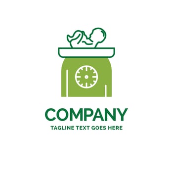 weight. baby. New born. scales. kid Flat Business Logo template. Creative Green Brand Name Design. vector