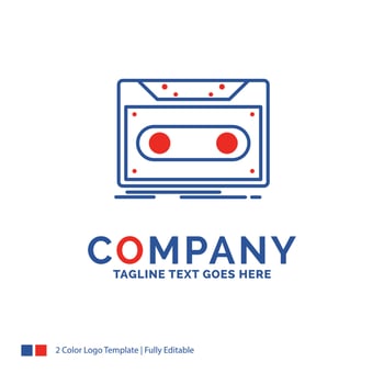 Company Name Logo Design For Cassette. demo. record. tape. record. Blue and red Brand Name Design with place for Tagline. Abstract Creative Logo template for Small and Large Business. vector