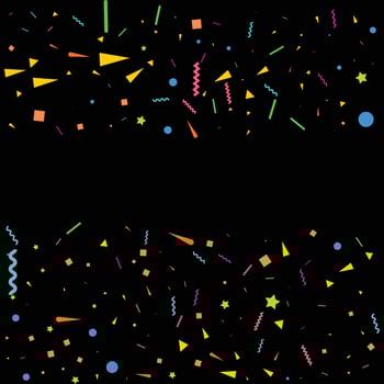 confetti concept design template holiday Happy Day. Black Background Celebration Vector illustration.