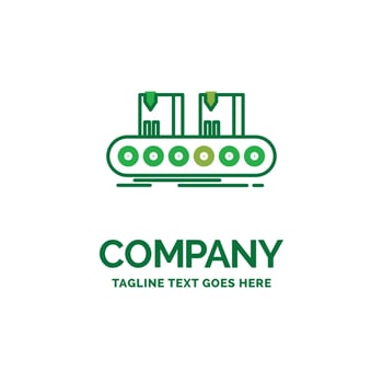 Belt. box. conveyor. factory. line Flat Business Logo template. Creative Green Brand Name Design. vector