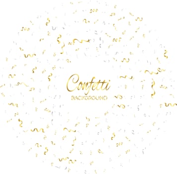 Golden confetti isolated. Festive background. Vector illustration