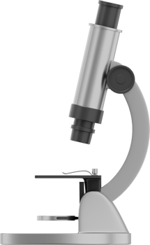 Realistic gray microscope. 3D rendering. PNG Icon on transparent background