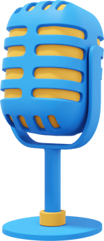 Retro Microphone. Minimalist cartoon.  Multicolored PNG isolated icon on transparent background. 3D rendering.