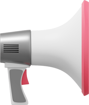 Megaphone realistic side view. PNG icon on a transparent background. 3D rendering.