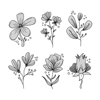 Minimalist Hand Drawn Floral Tattoo vector