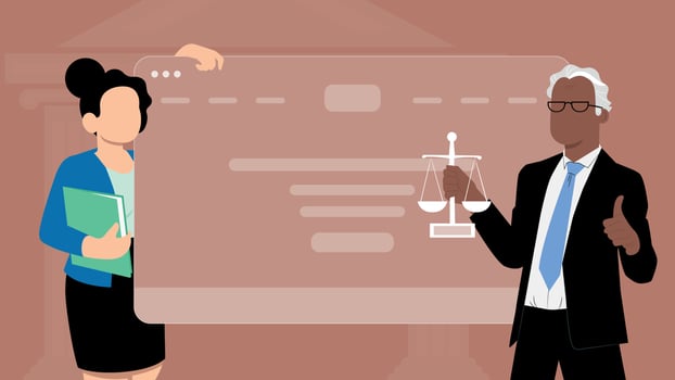Professional lawyers and law website. Vector flat modern design illustration.
