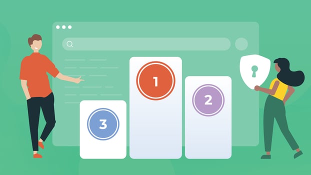 People and the best search engine come first. Vector flat modern design illustration.