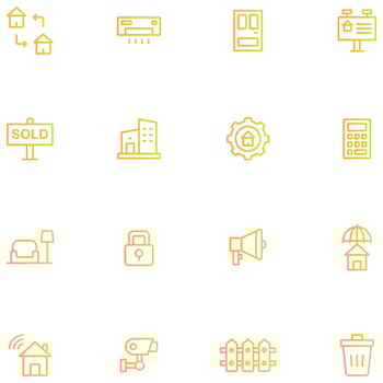real estate icon set with gradion outline color.. vector