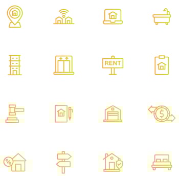 real estate icon set with gradion outline color. vector