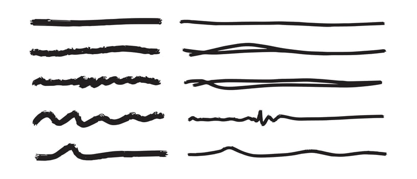 Vector set of hand drawn underline.