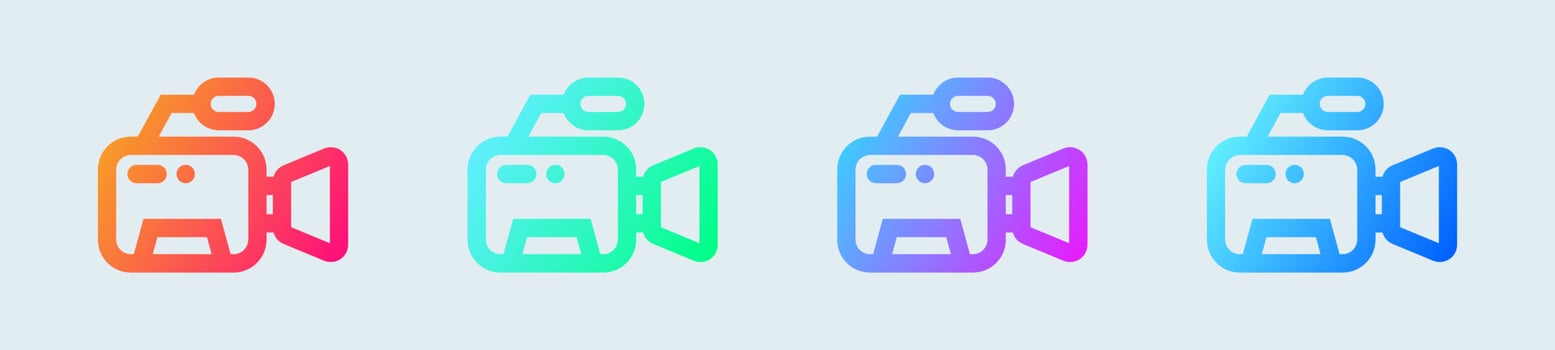 Video camera line icon in gradient colors. Movie equipment signs vector illustration.