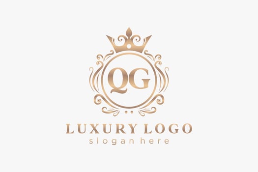 Initial QG Letter Royal Luxury Logo template in vector art for Restaurant, Royalty, Boutique, Cafe, Hotel, Heraldic, Jewelry, Fashion and other vector illustration.