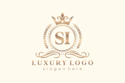 Initial SI Letter Royal Luxury Logo template in vector art for Restaurant, Royalty, Boutique, Cafe, Hotel, Heraldic, Jewelry, Fashion and other vector illustration.