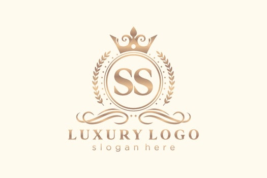 Initial SS Letter Royal Luxury Logo template in vector art for Restaurant, Royalty, Boutique, Cafe, Hotel, Heraldic, Jewelry, Fashion and other vector illustration.