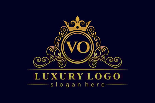VO Initial Letter Gold calligraphic feminine floral hand drawn heraldic monogram antique vintage style luxury logo design Premium Vector
