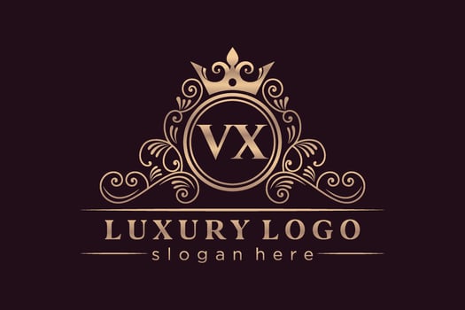 VX Initial Letter Gold calligraphic feminine floral hand drawn heraldic monogram antique vintage style luxury logo design Premium Vector