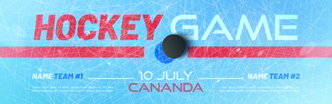 Hockey game banner with puck on ice rink vector