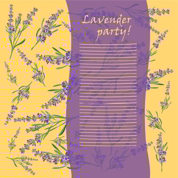 Invitation cards with flower frame Lavender vector