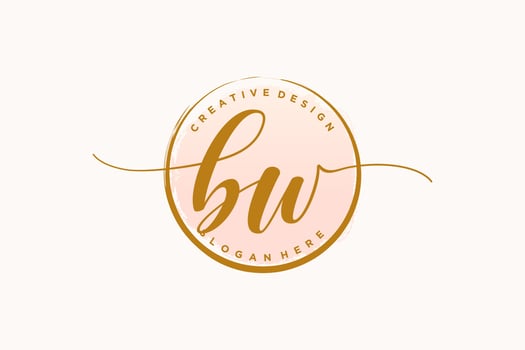 Initial BW handwriting logo with circle template vector signature, wedding, fashion, floral and botanical with creative template.