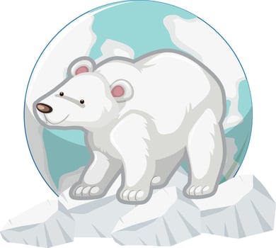 Polar bear standing on ice on white background vector