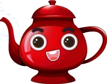 A red kettle cartoon character vector