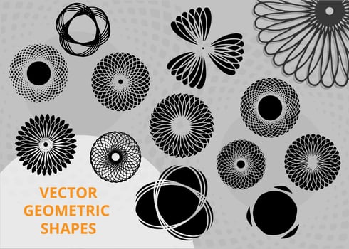 Set of different linear form inspired by brutalism, collection strange wireframes vector 3d