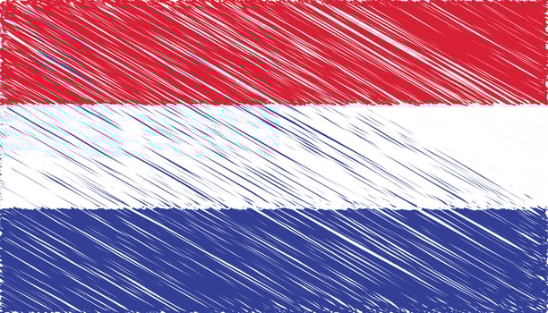 Close up Russia national flag with scribble effect vector illustration