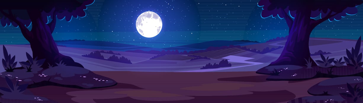 Cartoon nature night time landscape background vector