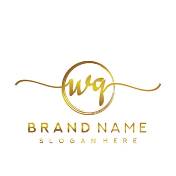 Initial WQ handwriting logo with circle hand drawn template vector