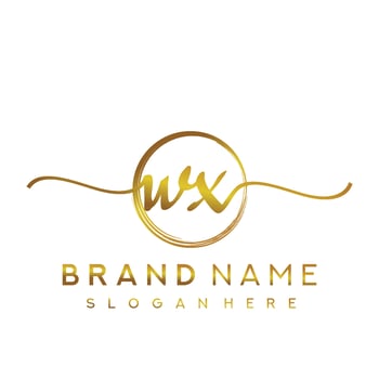 Initial WX handwriting logo with circle hand drawn template vector