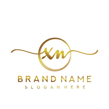 Initial XN handwriting logo with circle hand drawn template vector