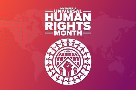 December is Universal Human Rights Month. Holiday concept. Template for background, banner, card, poster with text inscription. Vector EPS10 illustration.