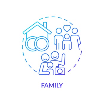 Family blue gradient concept icon. Group of people. Parents and children. Social institution abstract idea thin line illustration. Isolated outline drawing vector