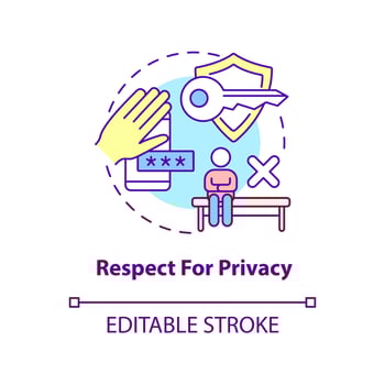 Respect for privacy concept icon. Image of healthy relationships abstract idea thin line illustration. Limiting access. Isolated outline drawing. Editable stroke. vector