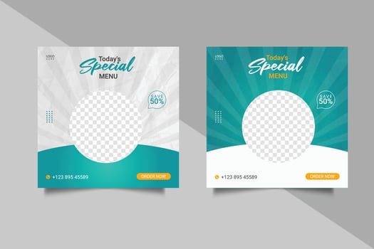 food social media  post template for food promotion simple banner frame vector