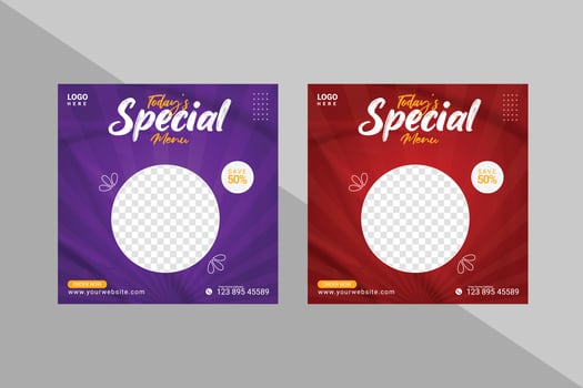 food social media  post template for food promotion simple banner frame vector