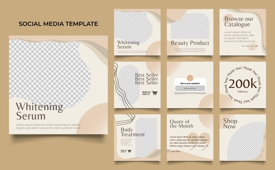 social media template banner fashion sale promotion in brown color vector