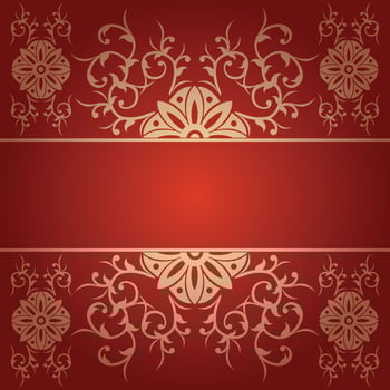 Red baroque background vector with flowers
