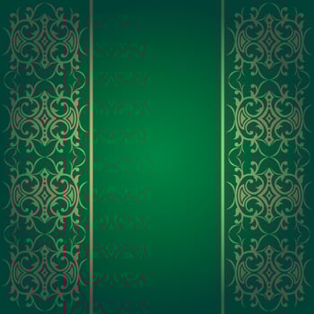 Background green baroque vector with flowers