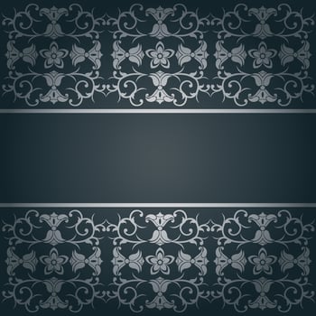 Black background baroque vector with flowers