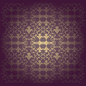 Vector baroque violet background with flowers