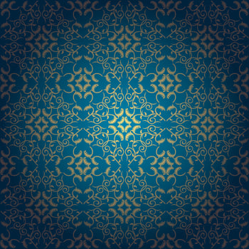 Background baroque blue vector with flowers