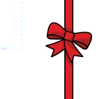 Red ribbon with bow isolated on white background. Holiday decoration. Christmas gift, valentines day, birthday wrapping element vector