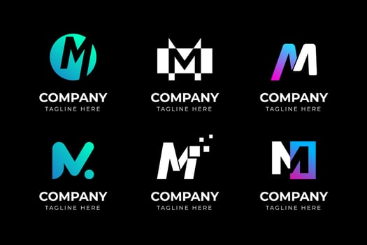 Big bundle set of abstract letter M logo design. Vector design element, with variety monogram K logo element, business sign, logos, identity, vector