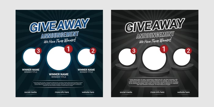 Giveaway quize contest for social media feed. template giveaway prize win competition follow the steps below vector
